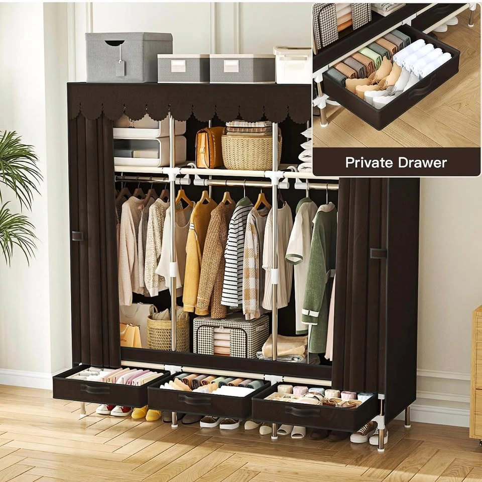 57.5” Portable Closet Wardrobe (Brown) - photo 5