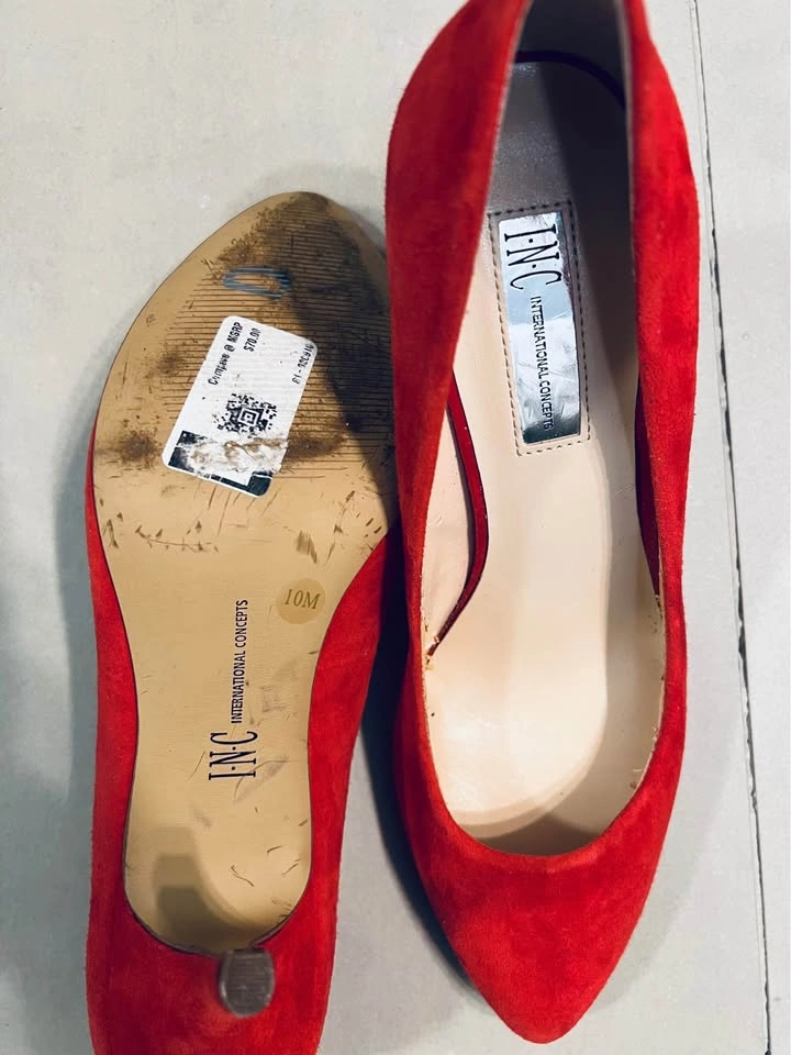 Red Suede Stiletto, I.N.C High Heels, Size 10 - photo 2