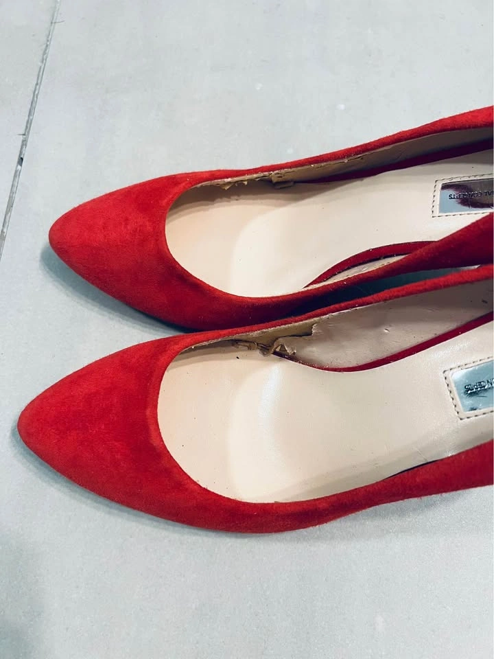 Red Suede Stiletto, I.N.C High Heels, Size 10 - photo 3