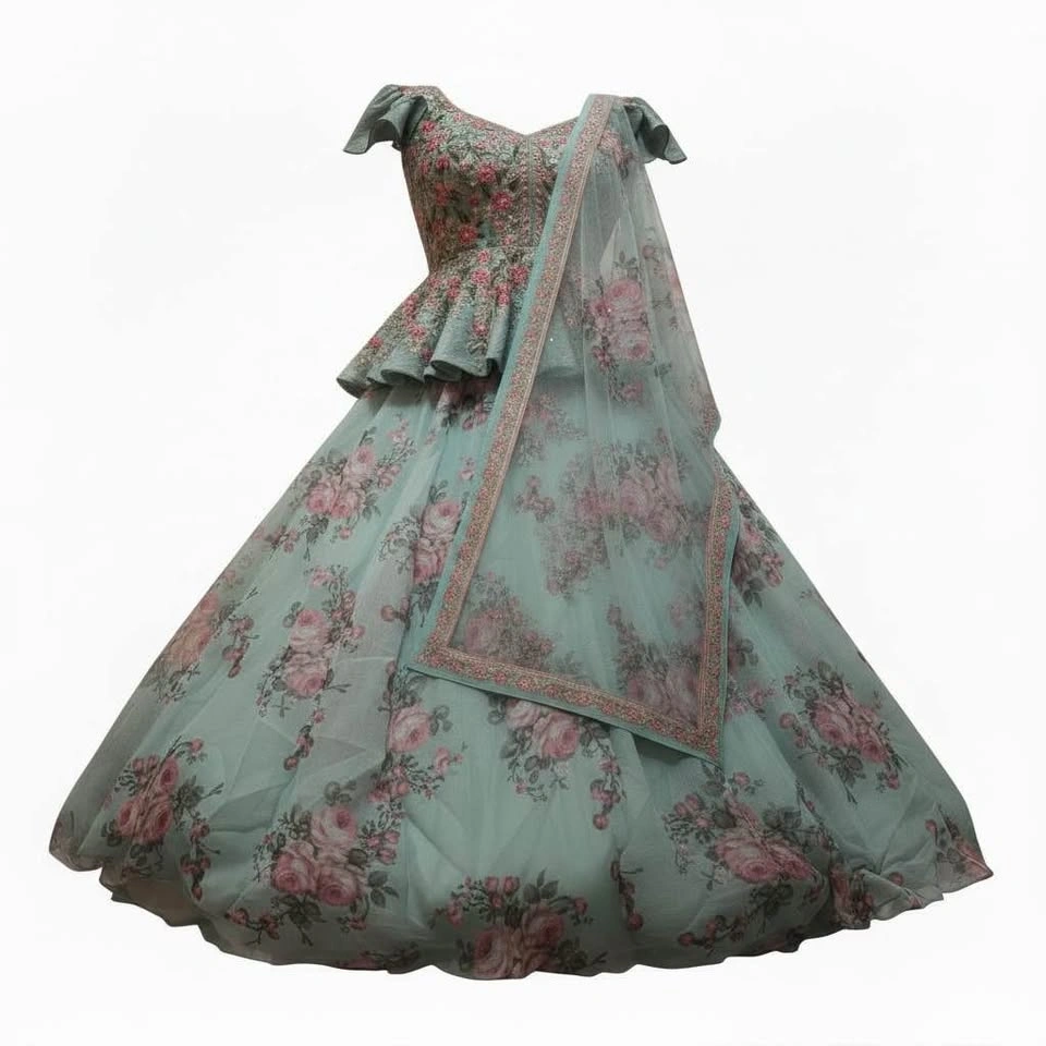 Floral Peplum Lehenga Set