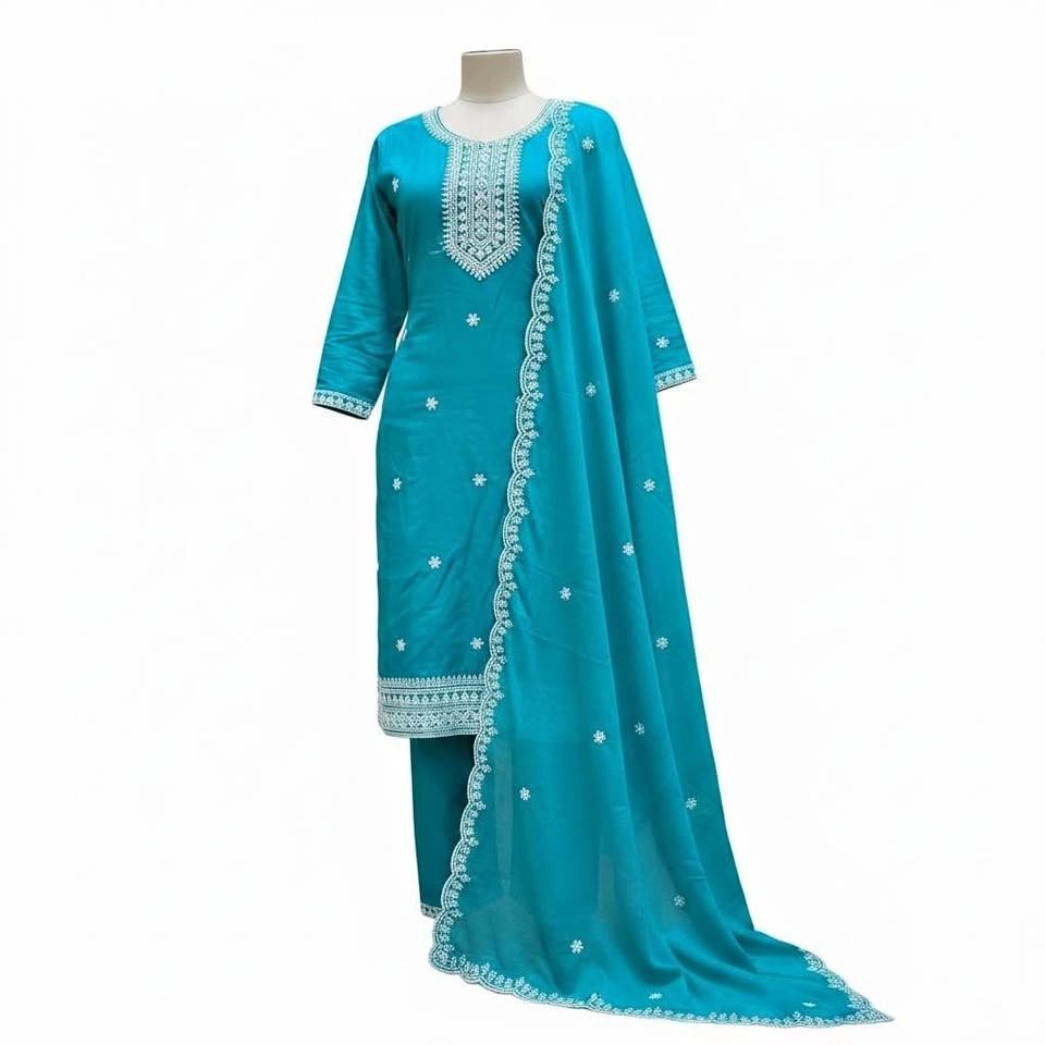 Teal Embroidered Salwar Kameez Set