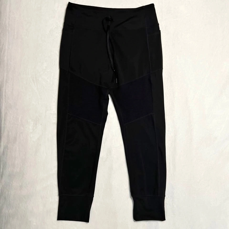 Women Black Activewear Legging/WALKPOP Jogger, Cuffed Bottoms si