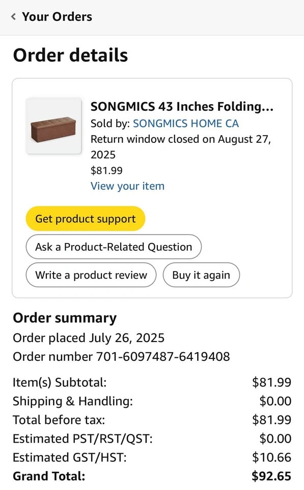 SONGMICS 43 Inches Folding Storage Ottoman - photo 4