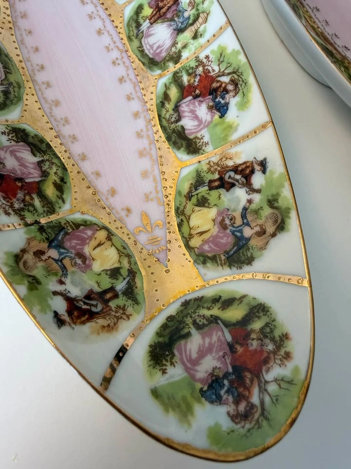Vintage Arnart Porcelain Fragonard Courting Scene Dishes – Pair - photo 2