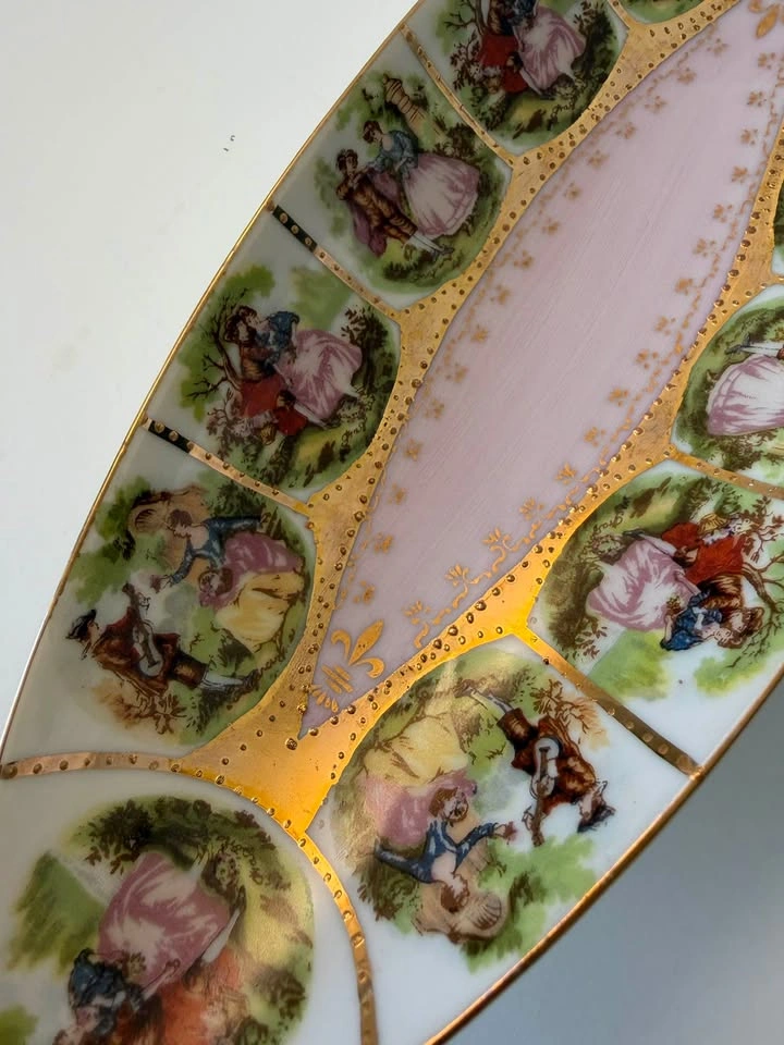 Vintage Arnart Porcelain Fragonard Courting Scene Dishes – Pair - photo 4