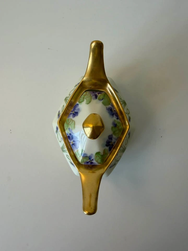 Antique T&V Limoges France Pickard Hand Painted Sugar Bowl & Cre - photo 3