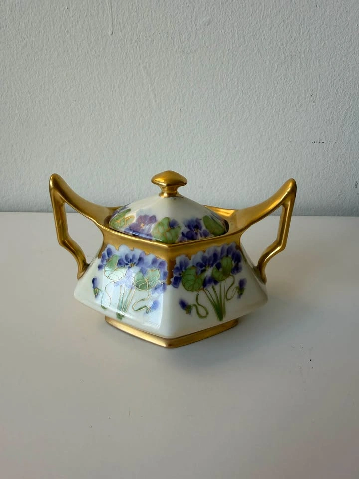 Antique T&V Limoges France Pickard Hand Painted Sugar Bowl & Cre - photo 4