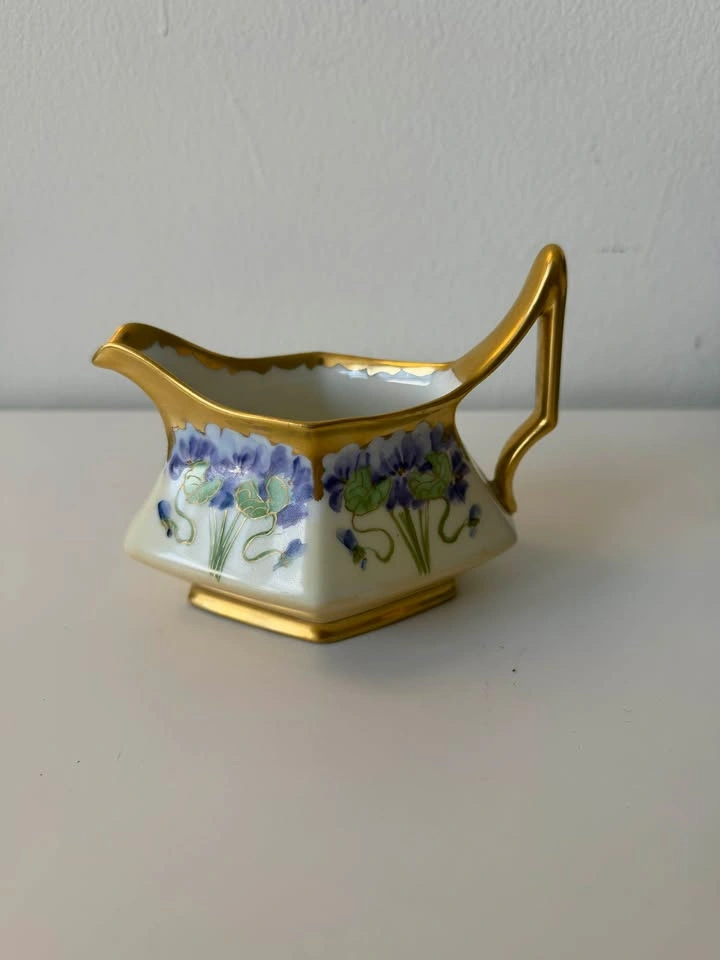 Antique T&V Limoges France Pickard Hand Painted Sugar Bowl & Cre - photo 5