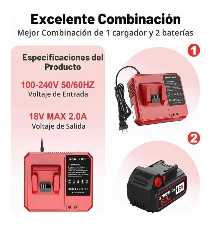 Abeden 5.0Ah Replacement for Milwaukee M18 Battery and Charger - photo 5