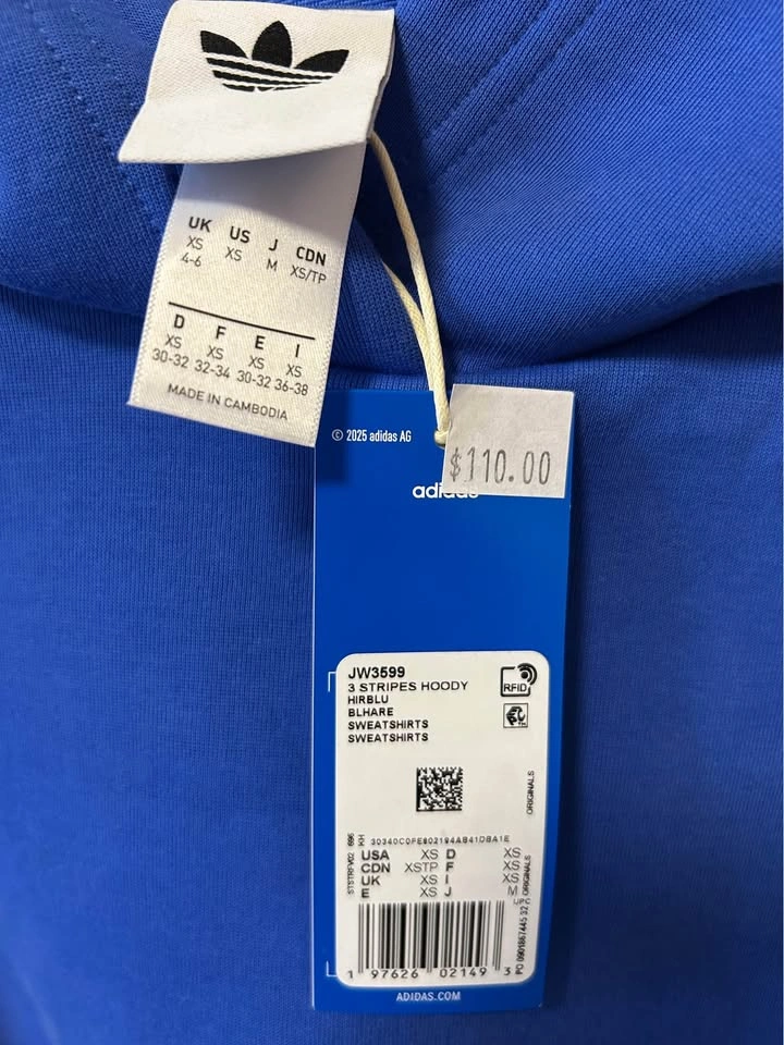 BRAND NEW Adidas Originals 3-Stripes Hoodie (Size XS) - Tags Att - photo 2