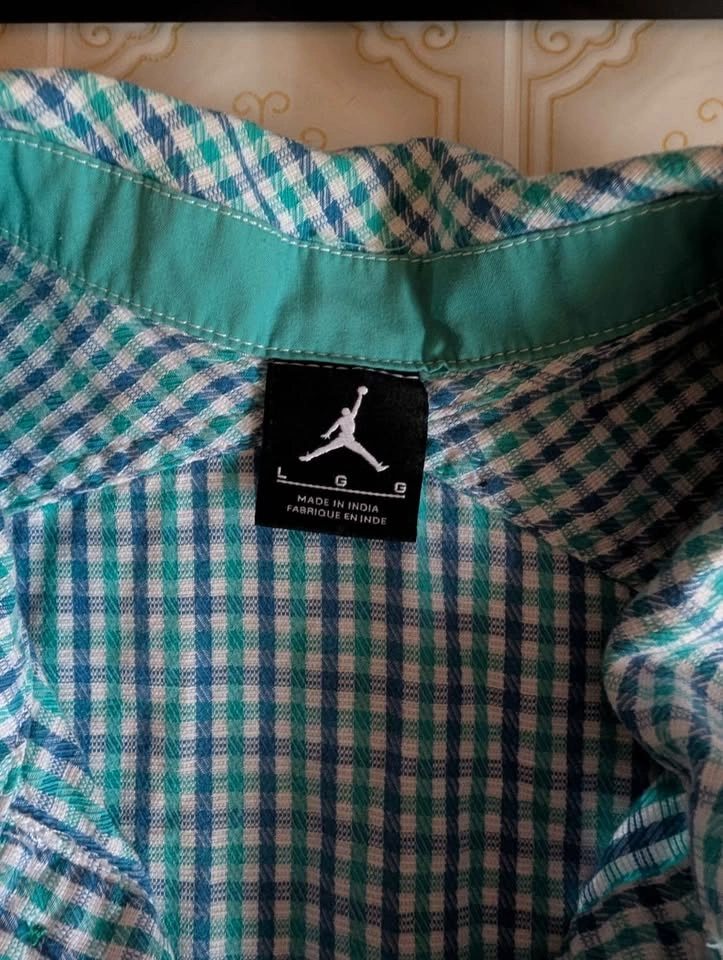 Nike Air Jordan Jumpman Plaid Button Up Short Sleeve Shirt - photo 2