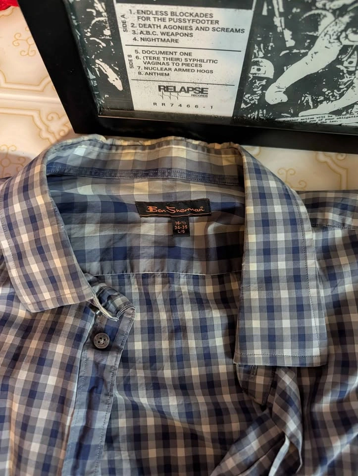 Ben Sherman Men's Gingham Button-Down Shirt - Blue/White - photo 2
