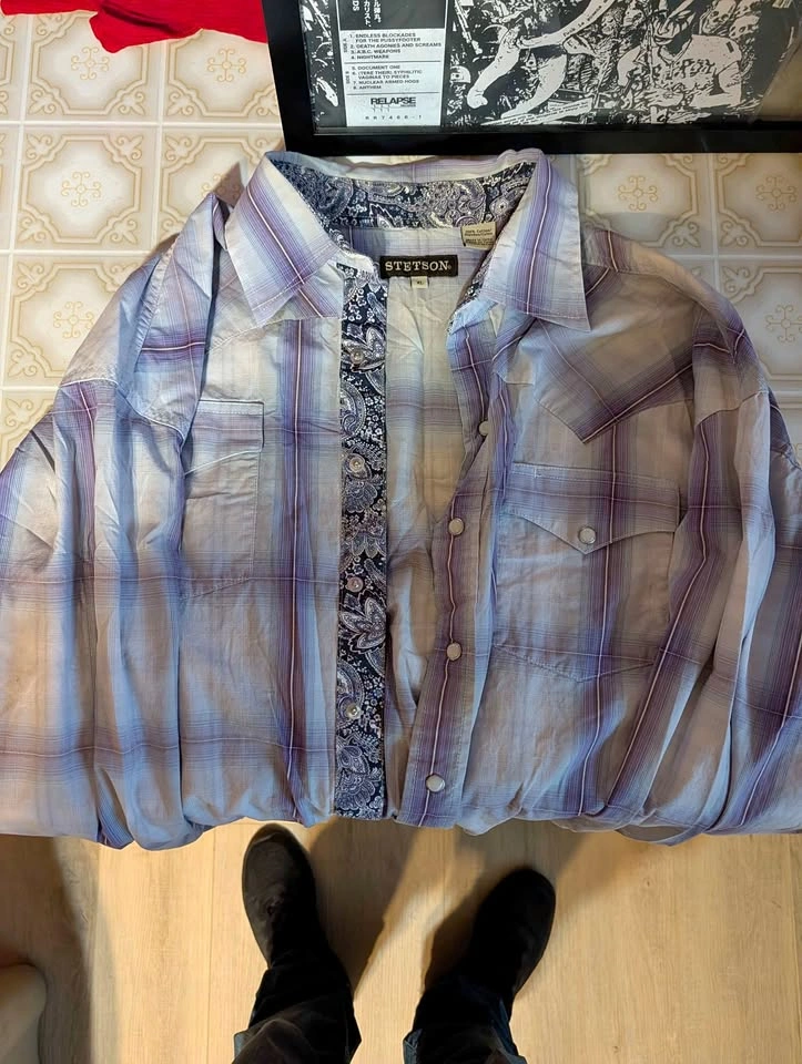 Stetson Men's "Smoke Diamonds" Plaid Pearl Snap Western Shirt -