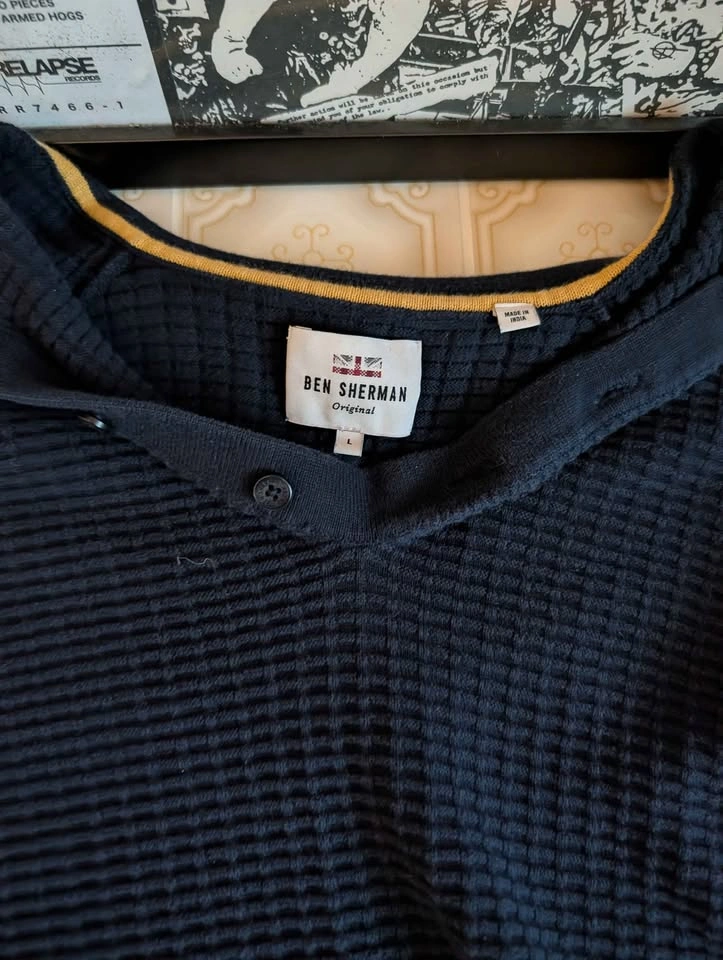 Ben Sherman Men's Knit Polo Shirt - Navy Blue - Size L - photo 2
