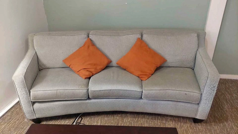 Light Grey Patterned Curved Front Sofa
