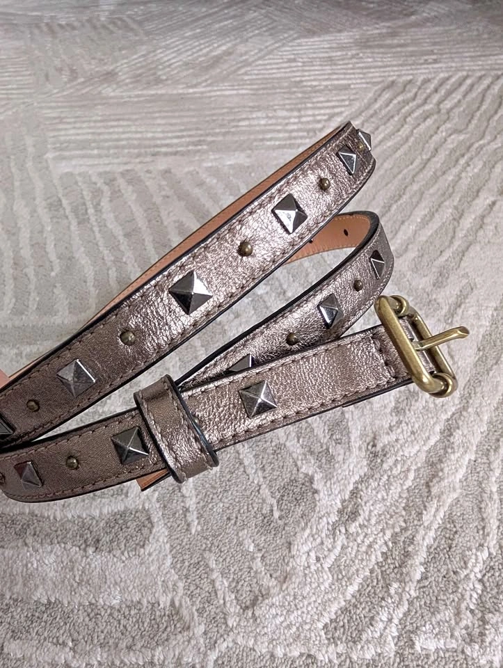 Coach Women's Studded Metallic Leather Belt