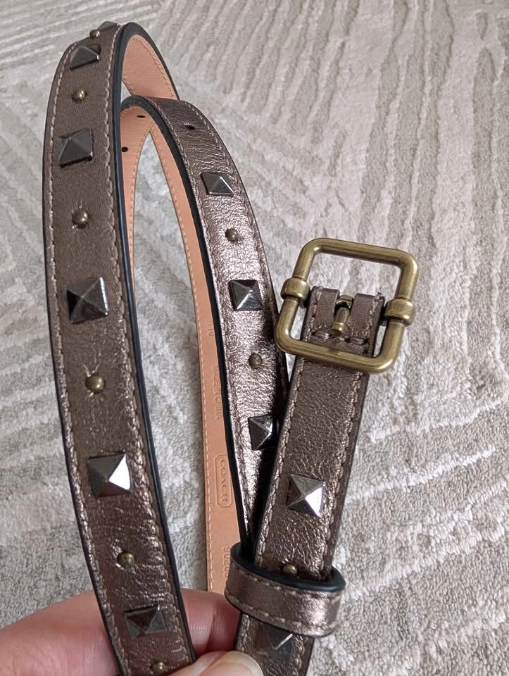 Coach Women's Studded Metallic Leather Belt - photo 2