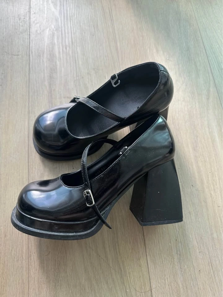 Black Patent Platform Mary Jane Block Heels - photo 2