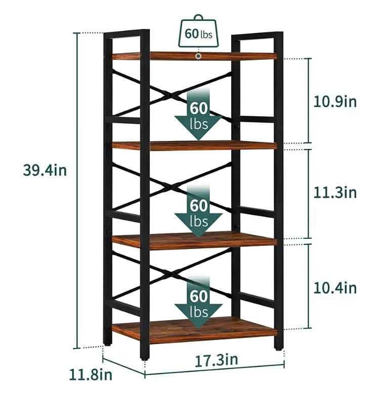 4 Tier Metal and Wood Shelving Rack
