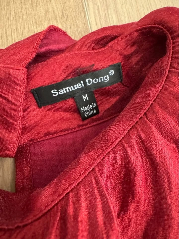 Samuel Dong Red Ruffle Sleeveless Top Size M - photo 2
