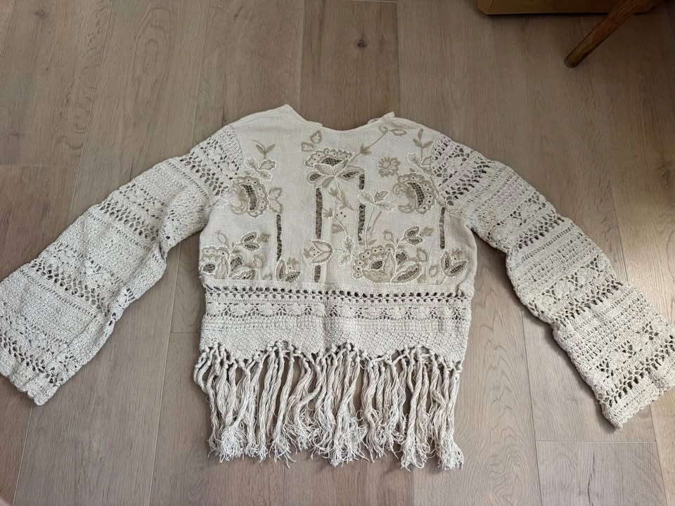 Zara Embroidered Crochet Tassels Fringe Top - photo 4