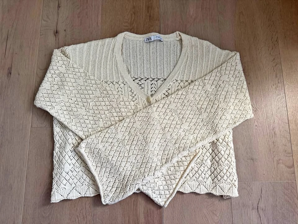 Zara Pointelle Knit Cardigan Size M