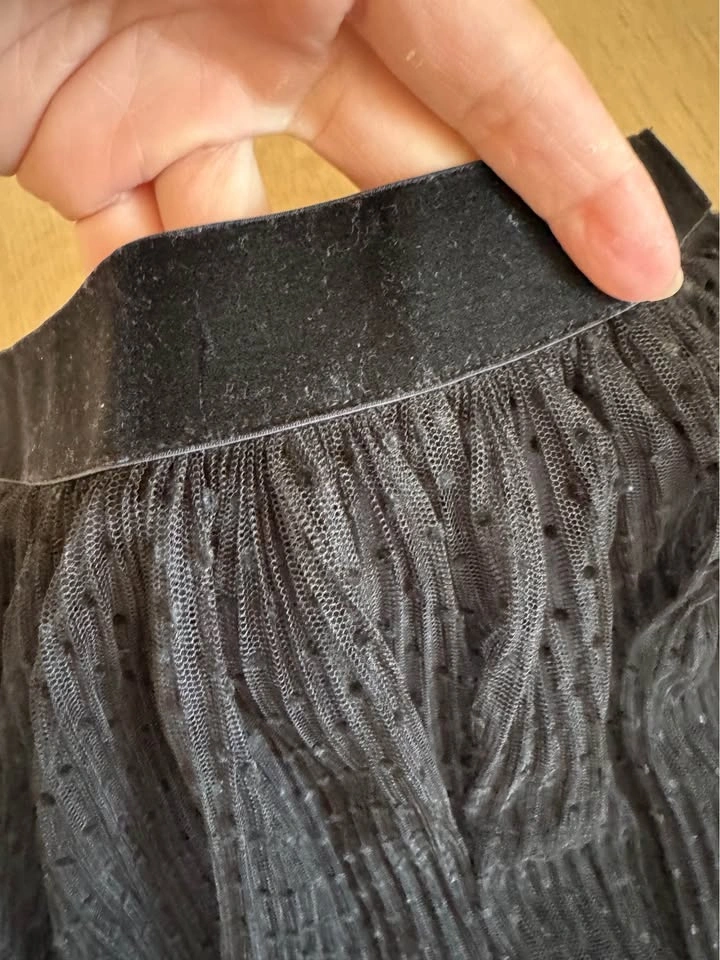 ZARA Black Polka Dot Tiered Tulle Midi Skirt - photo 4