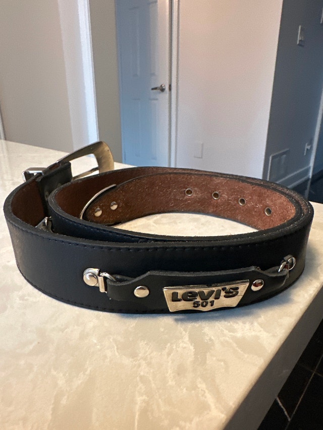 Vintage Levi's 501 black leather belt. Size L/XL. - photo 4