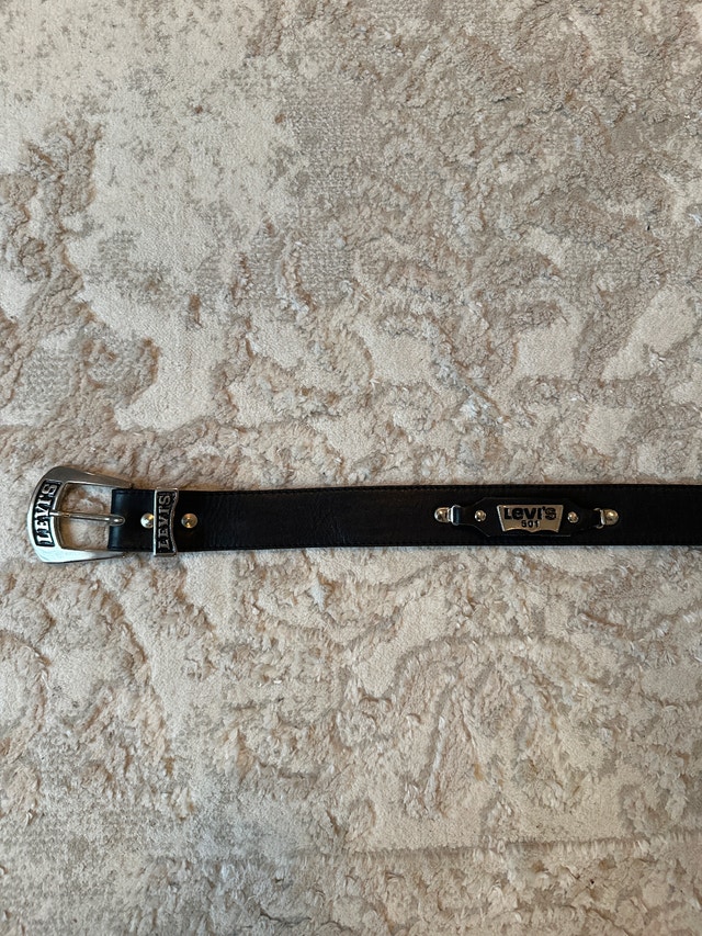 Vintage Levi's 501 black leather belt. Size L/XL. - photo 5