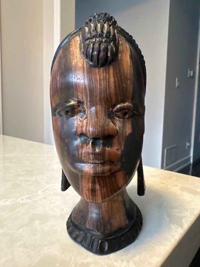 Vintage African ebony wood woman bust sculpture - photo 2