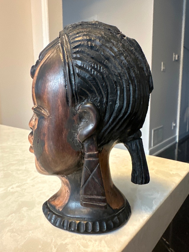 Vintage African ebony wood woman bust sculpture - photo 4