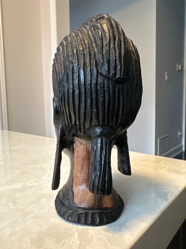 Vintage African ebony wood woman bust sculpture - photo 5