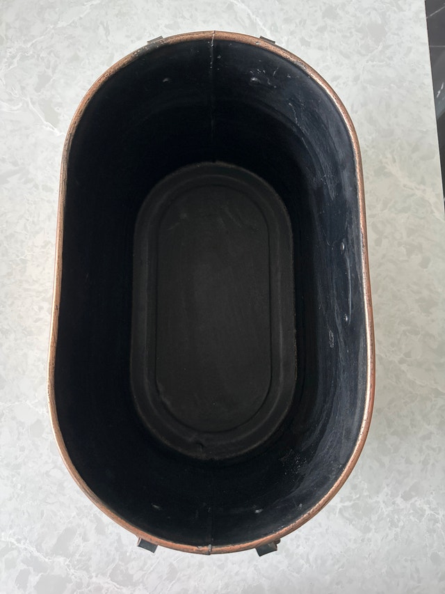 Vintage-style Russet & Silver copper-finish oval storage tub - photo 5
