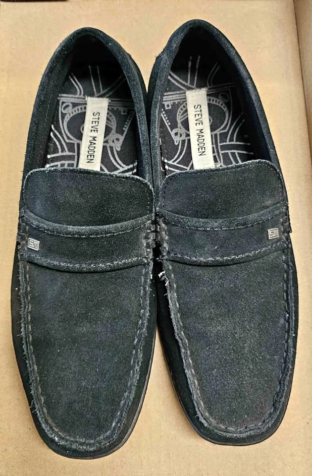 Steve Madden FEENOM Men's Black Suede Penny Loafers - Size 9