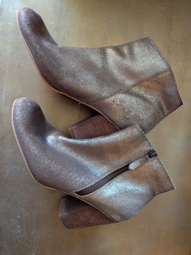 Metallic Gold/Brown Textured Women's Ankle Boots