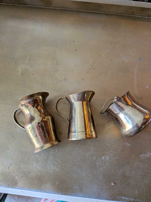 Brass Look Pitchers and Pail