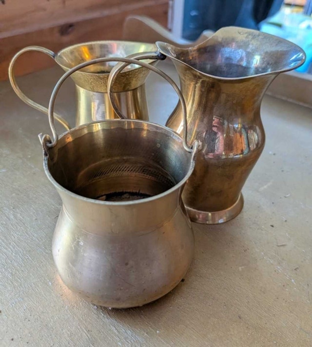 Brass Look Pitchers and Pail - photo 5
