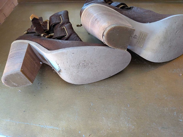 Women's Brown Leather Upper Ankle Boots - photo 4