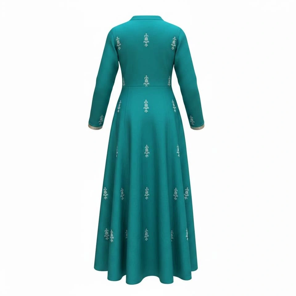 Teal Gold Foil Print Anarkali Kurta - photo 2