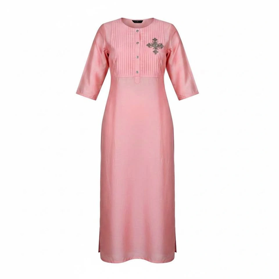 Vismay Pink Embroidered Kurta
