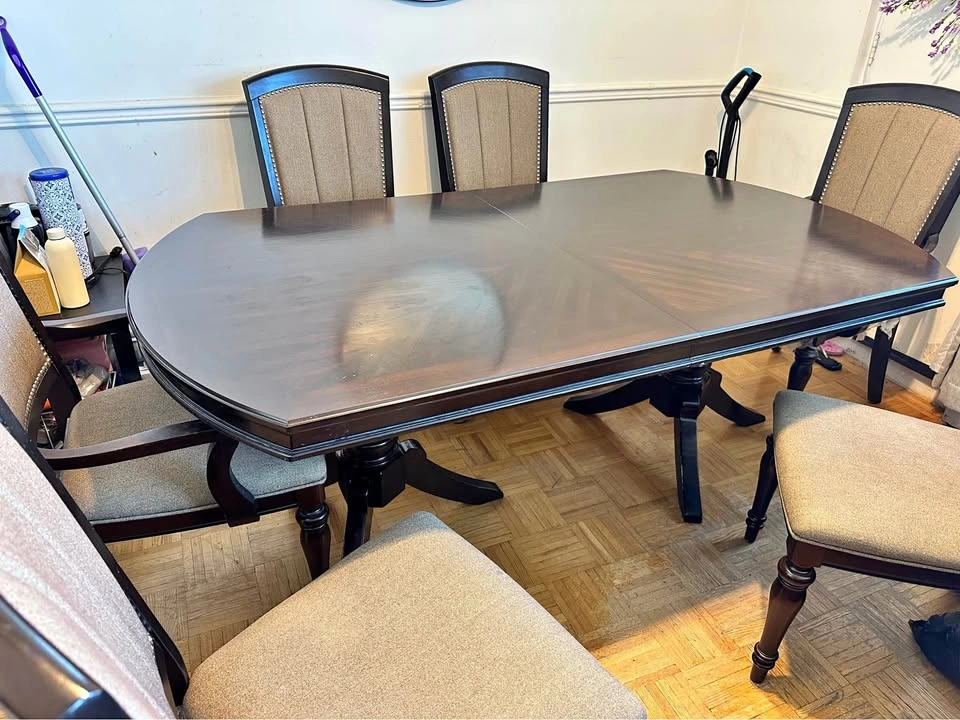 Leon’s Solid Wood Dining Table Set with 6 Chairs