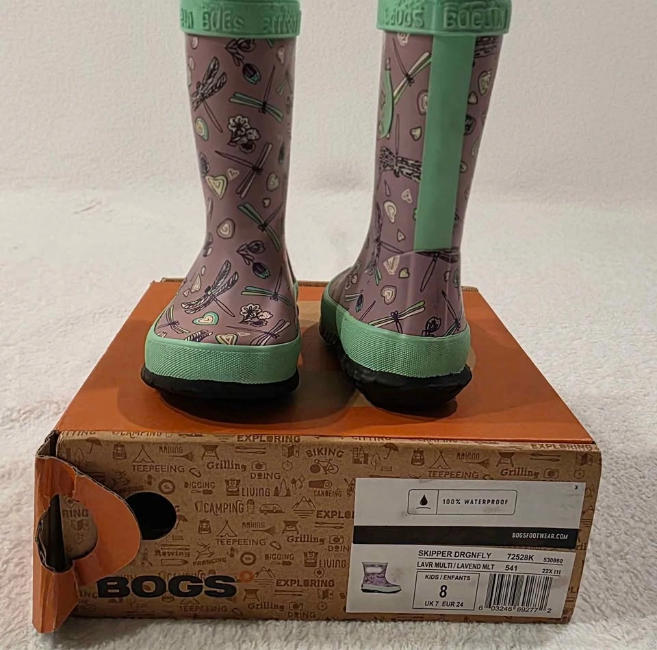 Bogs Skipper Dragonfly Kids Rain Boots-Size 8 - photo 2