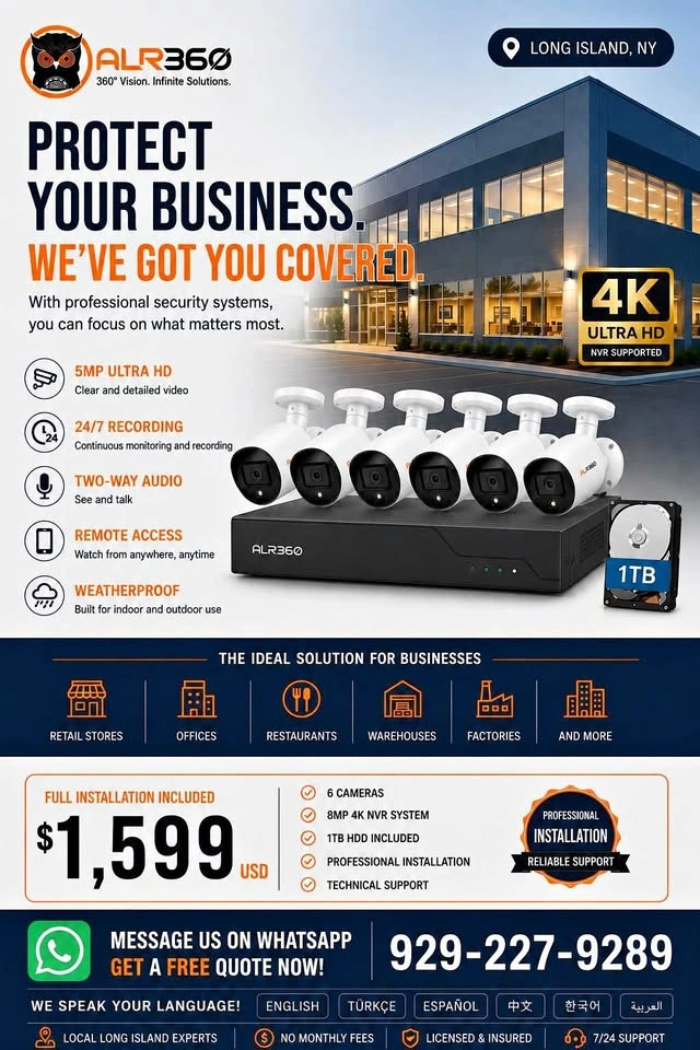 Professional 6-Camera 4K Security System - Long Island