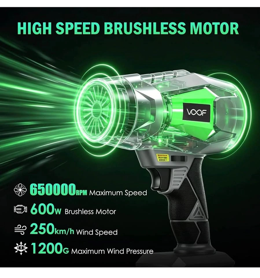 VOOF Cordless Leaf Blower 550 CFM 160 MPH - 2x 21V Batteries - photo 2