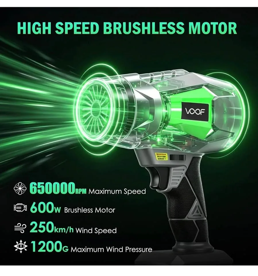 VOOF Cordless Leaf Blower 550 CFM 160 MPH - 2x 21V Batteries - photo 2