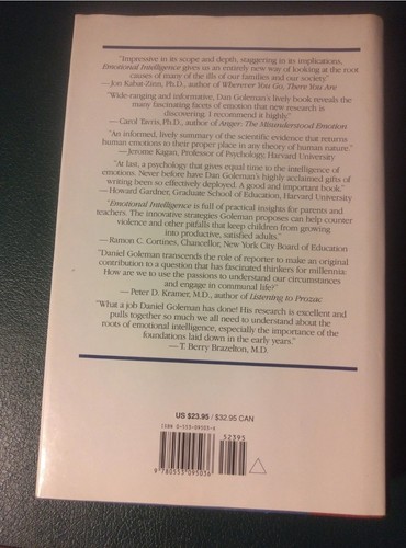 Emotional Intelligence by Daniel Goleman (1995 Hardcover) - photo 3