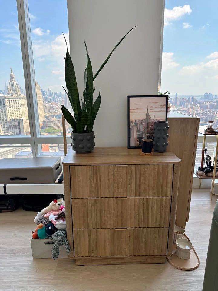 3 Drawer Fluted Wood Dresser