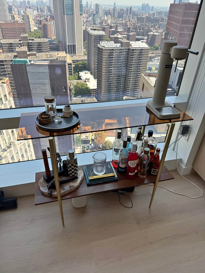Amber Glass Top Console Table