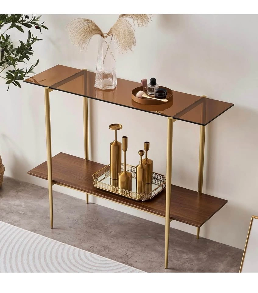 Amber Glass Top Console Table - photo 2