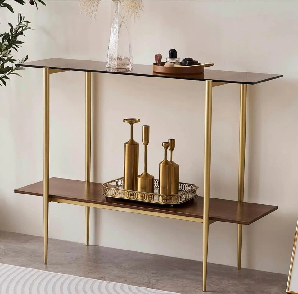 Amber Glass Top Console Table - photo 5